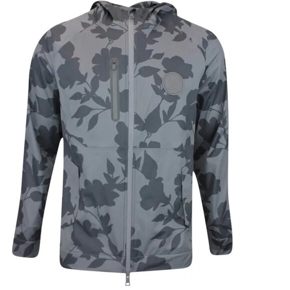 NWT G/FORE Golf Jacket - Repeller Soft Shell Hoodie - Charcoal Floral AW23 M
